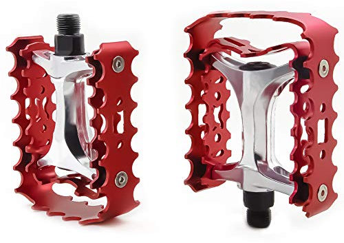 ZTZ MTB Pedale 9/16 Sealed Bearing - Aluminium Antirutsch Mountainbike Plattform Pedale für BMX MTB, Leicht und Langlebig, Rot