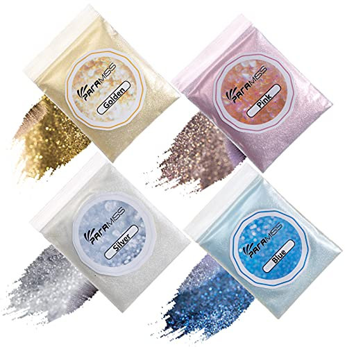 PARAMISS 4 Farben Holographic Glitzer Make up Set Gold Silber Blau Pink Glitzerfarbe Kosmetischer Kristallzusatz 10g pro Packung Geeignet für Nägel, Lipgloss, Lidschatten und ölige Lotion