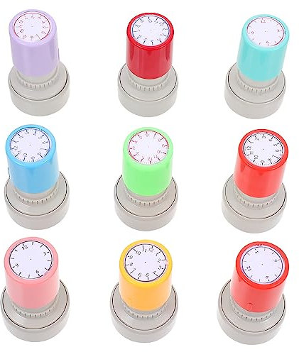 EXCEART Kunsthandwerk 3Pcs Uhr Briefmarken Zeit Lernen Briefmarken Dichtung Stempel Spielzeug Lehre Uhr Stamper für Schule (Zufällige Farbe Der Griff) Krippenspielzeug Für Kinder