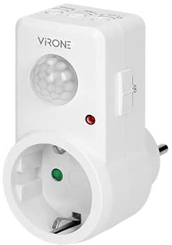 Virone MS-1(GS) Bewegungsmelder Steckdose 120 Grad IP20 280W TIME Beleuchtungszeiteinstellung Einstellung des SENS-Erfassungsbereichs Schuko-Version