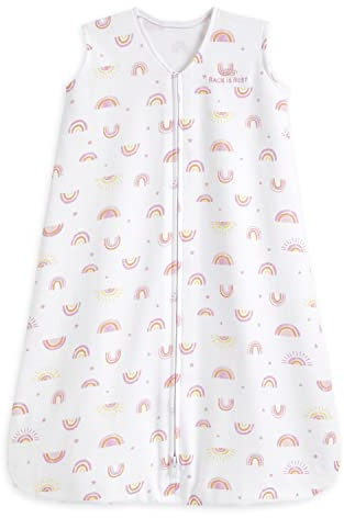 Halo Baby Schlafsack | 0,5 Tog Sleepsack | 100% Baumwolle, Sonnenscheinregenbogen für Neugeborene | Einfacher Zip -Zugriff von Windelwechsel | Lullaby Trust Partners, Unisex, Boys & Girls, 6-18 Monate