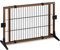 Relaxdays Absperrgitter, ausziehbares Türschutzgitter, ohne Bohren, mit Füßen, HxB: 71x107-172 cm, Hundegitter, braun
