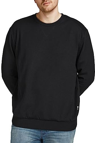 Herren Jack & Jones Basic Sweater Plus Size Langarm Sweatshirt Pullover Übergröße Jumper JJEBASIC, Farben:Schwarz, Größe Pullover:XXL