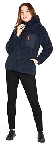 CityComfort Felpa Donna con Zip, Felpa Invernale in Pile Teddy (Blu Navy, L)