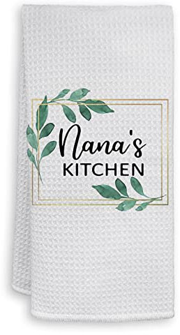 HIWX Nana's Kitchen Dekorative Küchentücher und Geschirrtücher, Aquarell-Pflanzenblätter, Oma, Muttertags-Handtücher, Geschirrtuch für Zuhause, Küche, Dekoration, 40,6 x 61 cm