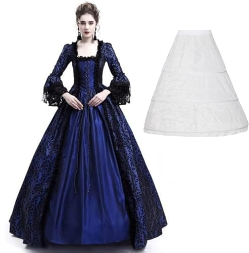 CAMDOM Viktorianische Kleider für Frauen Vintage Court Maskerade Kleid Mittelalter Gothic Lolita Party Swinging Abendkleid mit Petticoat
