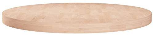 ZHOUMIN Runde Tischplatte, Arbeitsplatte, Holzplatte, Schreibtischplatte, Waschtischplatte, Küchenarbeitsplatte, Ø60x4 cm Unbehandeltes Massivholz Eiche