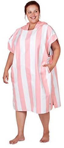 Dock & Bay Strandponcho für Erwachsene - Kapuzenhandtuch mit tiefen Taschen - Für Strand & Pool - Super Saugfähig, Schnell Trocknend - Cabana - Malibu Pink, Medium (90x70cm, 35x28)