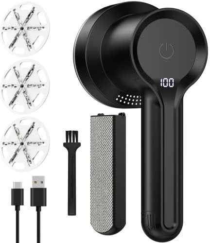ONEWAY Fabric Shaver, 2-In-1 LED Digital Display Electric Lint Removers for Clothes, Adjustable 3 Speed Debobble Remover, 3 Blades, Electrostatic Brush, Wool Pilling Defuzzer for Fluff Fuzz Jumper