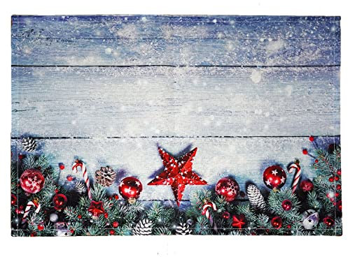 texpot 2 Stück Platzdeckchen 30 x 45 aus 100% Polyester Weihnachten Sterne auf Holz weiß