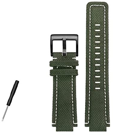 FACDEM Canvas watchband men suitable for timex tide compass T2N720 T2N721 T2N739 Nylon Watch Band 24x16mm (Color : Green white Black, Size : 24-16mm)