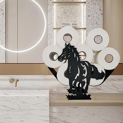 LuusMm Lustiger Pferd Geformtes Metall -Toilettenpapierhalter, Dekorativer Papierhandtuchhalter, Freistehende Badezimmerkunsttoilettenpapierhalter, Bauernhaus -Toilettenpapierrollenhalter