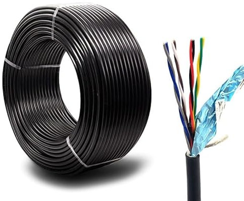 98Meters RVSP Cable 26/24/22AWG 2/4/6/8 Core RS485 Signal Control Line Twisted Shielded Tin-Plated Copper Wire Audio Cable DIY (Size : 6 Cores 98M, Color : 22 AWG black)
