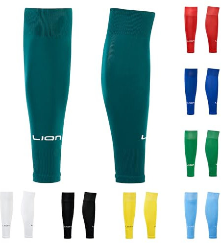 LION SPORTSWEAR Kids/Youth Football Sock Sleeves To Accompany Grip Socks - Fits Over Calf/Shin Pads - Variety Of Colors To Match Your Team Kit (Forest Green)