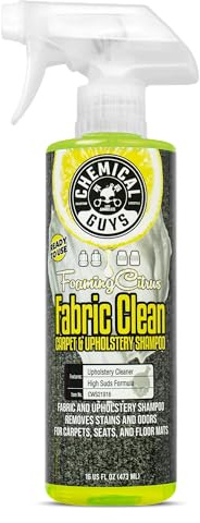 Chemical Guys Foaming Citrus Fabric Clean Carpet & Upholstery Cleaner - Car Carpet Cleaner Spray for Seats and Floor Mats, Removes Stains &Odors, Safe for Cars, Home and Office, 16 oz Citrus Scent