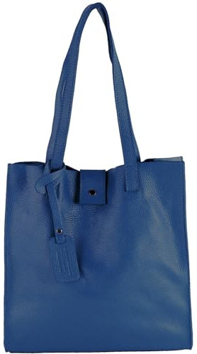modamoda de - T247 - Ital. Leder Shopper mit herausnehmbarer Innentasche, Farbe:Saphirblau