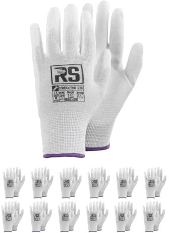 RS CONDUCTOR ESD Montage-Handschuhe/Größe 09, 12 Paar/Weiß/Montagehandschuhe/Arbeitshandschuhe/Schutzhandschuhe