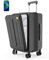 MGOB Koffer Handgepäck Trolleys Polycarbonat Reisekoffer Erweiterbar mit Vordertasche Hartschalen Leicht mit TSA USB und Externer Teleskopgriff,55x36x24cm(Schwarz)