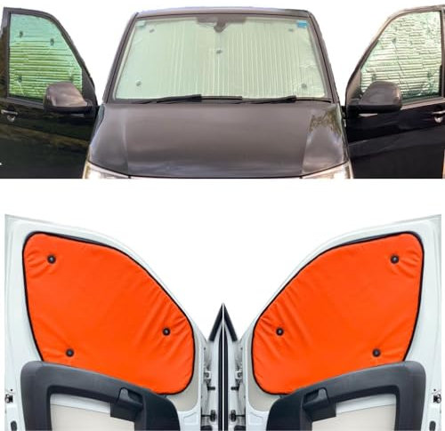 Fensterrollo-Set Kombatibel Mit Iveco Daily (2014-Date)(Frontset) Rückseite einfärben Tango-Orange, Reversibel und Thermisch