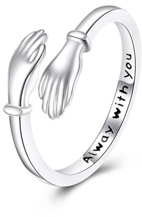 VONALA Umarmungsring aus 925er Sterlingsilber, verstellbare Ringe für Frauen, umarmende Hände, offener Versprechensring, Schmuck, Geschenke für Frauen, Teenager, Mädchen