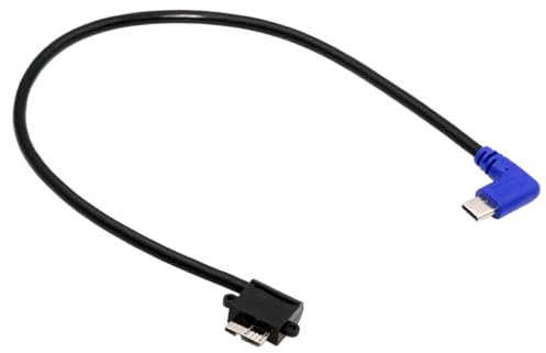 cablecc Câble de données 5 Gbps USB-C Type-C vers micro USB 3.0 à angle droit de 90 degrés pour appareil photo industriel stockage téléphone 30 cm