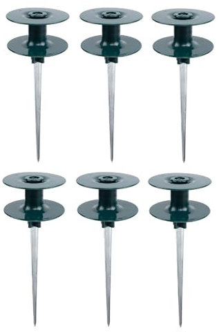 6 Pcs Garden Hose Guide on Spike, Guides Water Hoses Guide on Zinced Spike Hose Guard for Plant Protection Garden Hose Guide Spike Rust Sturdy Metal Stake Heavy Duty Dark Green Spin Top