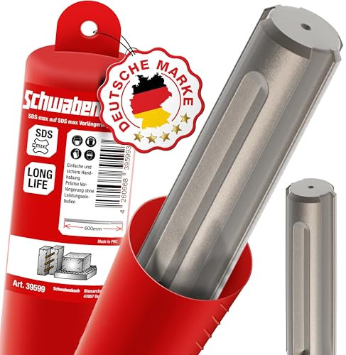 SCHWABENBACH ® SDS Max auf SDS MAX Verlängerung 600mm - Adapterstück zur benutzung von Beton Bohrer oder Meißel auf SDS Max Maschinen - Premium Qualität - Aufnahme Bohrfutter