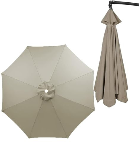 MAOWKE Replacement Garden Umbrella Cover, 3M/2.7M/2.3M/2M,6 Arms/8 Arms, Cantilever Parasol Top Fabric Cover Replacement Cloth, Parasol Replacement Garden Canopy Cover (Taupe,2.3m/7.5ft (8ribs))