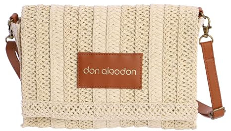 DON ALGODON - Bolso bandolera mujer - Bolso playa mujer - Bolso mujer verano - Bolso rafia mujer - Bolsa playa para mujer - Bolso mimbre mujer hecho a mano ideal para la playa, Sintra