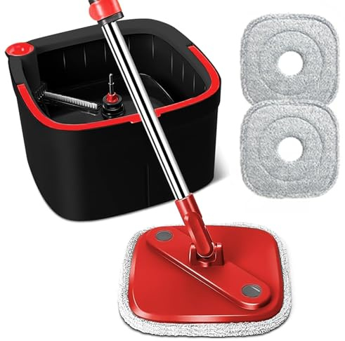 KZKR Spin Square Mop and Bucket Set M16 mit Schmutz-/Reinigungswasser-Trennsystem, selbstrotierender Mop-Kopf für Hartholz, Fliesen und Marmorböden