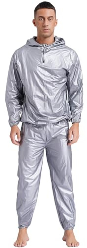 Agoky Herren Metallic Trainingsanzug Lack Leder Sportanzug Jogginganzug Langarm Shirt mit Kapuze und Sport Hose Jogger Pants Party Clubwear
