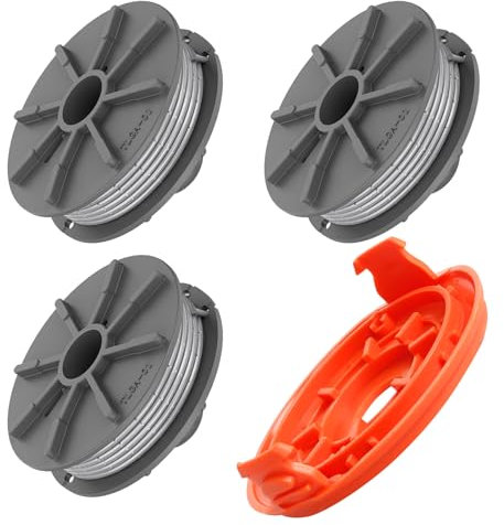 Gardena 5307-20 Ersatz-Trimmerspule mit 5344-20 Abdeckung, 6,1 m Spulenschnur und Abdeckung für Turbotrimmer Easycut 400 Art.8846 ComfortCut450 Art.8847 PowerCut Art.8848 (3 Spule + 1 Abdeckung)