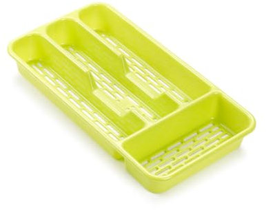 Genérico Cutlery Organizer Greenish Yellow Cutlery Tray Drawer Organizer Kitchen Drawers for Spoons Forks Knives with 4 Compartments, 33 x 17 x 4 cm (Green Yellow)