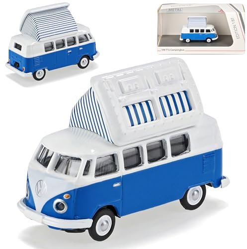 Volkwagen T1 Blau Weiss Camping Bully Bus 1950-1967 H0 1/87 Schuco Modell Auto
