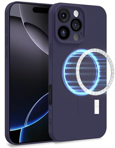 MyGadget Cover [ Compatibilita con MagSafe ] compatibile con Apple iPhone 16 Pro - Custodia in Silicone Morbido a Doppio Strato – Case con Protezione Fotocamera & Fodera Interna - Viola