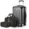 Amazon Basics Hartschalenkoffer Handgepäck-Set, 3Stück, Handgepäckkoffer, Tragetasche, Kompakte Reisetasche, Erweiterbar, 4 Spinner-Räder, Schwarz