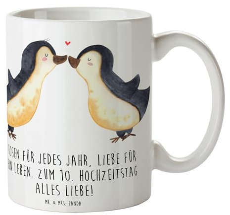 Mr. & Mrs. Panda Tasse 10. Hochzeitstag Rosenhochzeit - Geschenk, Hochzeitssprichwort, Hochtzeit, Kaffeebecher, Hochzeitsjubiläum, Ehepaar,