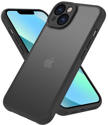 PinLiSheng Matte Schutzhülle für iPhone 13 Mini, stoßfest, harte Rückseite, schlanke Handyhülle, mattiert, durchscheinend, Anti-Fingerabdruck, Schwarz