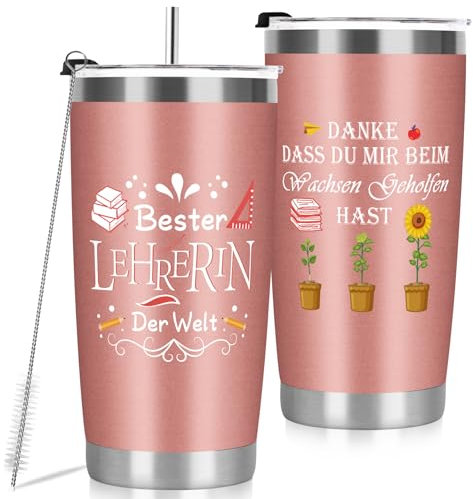 MestectPET Dankeschön Geschenke für Lehrerin, Weihnachten Thermobecher,Abschiedsgeschenk, Erzieherin Geschenk, Travel Mug Weihnachtsgeschenke, Lehrerin Thermobecher Kaffee to go 600ml