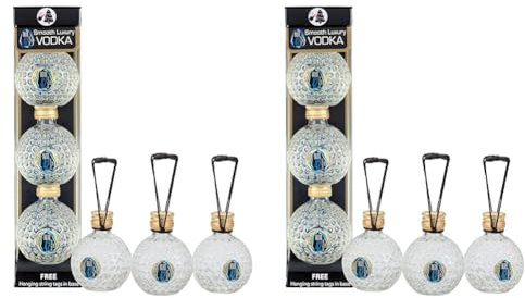 Blue 42 Diamond Vodka, Set Of 3 Vodka Filled Christmas Baubles. Crystal Clear Luxuriously Smooth Vodka, 42% ABV, 3 x 5cl. Hanging Mini Vodka Bottles, Vodka Gift Set For Christmas Tree Ornaments