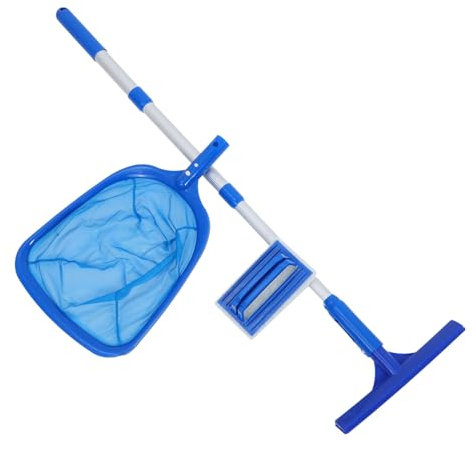 ORFOFE Bodensauger Pool Skimmer mit Teleskop Poolstange Vielseitige Schwimmausrüstung aus Aluminiumlegierung und Nylon für Umfassende Poolreinigung in Privaten und Öffentlichen