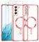 Phoona Cover Placcatura per Samsung Galaxy S22 5G 6,1, Obiettivo per Fotocamera Protezione Completa e 2 × vetro temperato, Compatibile con MagSafe Ricarica Wireless, Protezione Militare, Rosa