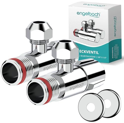 Engelbach® Universal Eckventil 1/2 Zoll selbstdichtend (2er Set) - Eckregulierventil mit Schnellverschluss - öffnet und schließt mit nur 1/4 Umdrehung - für Kalt- und Warmwasserleitungen