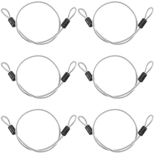 GORGECRAFT 6 Cable de Seguridad con Candado de Acero Inoxidable de 50cm, Resistente, de 4mm de Diámetro, Trenzado, Multifuncional, con Doble Bucle para Equipaje, Bicicletas, Puertas, Vallas, Etc.