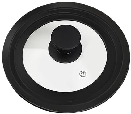 Couvercle en Verre 22 cm – Couvercle Poêle avec Bord en Silicone Gradué et Trou de Vapeur – Compatible 18 cm, 20 cm, 22 cm – Couvercle Silicone Noir pour Casserole et Poêle