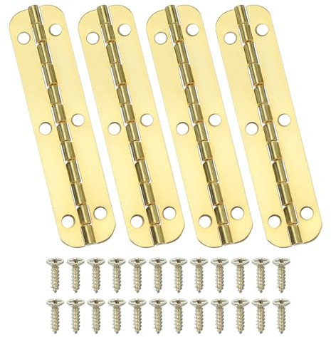 sourcing map 180-Degree Small Piano Hinge Mini Jewelry Box Hinges with Screw for Jewellery Wooden Boxes (Yellow, Pack of 4)