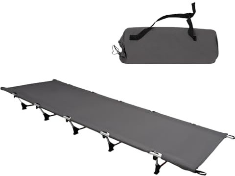 DAOHHFO Feldbett Klappbar 190×65cm, 600D Oxford Gewebe Aluminium Reisebett Erwachsene Camping Bett bis 150kg, Einfach zu Bauen Tragbares Campingliege Bequem - für Outdoor Camp Reisen (Grau)
