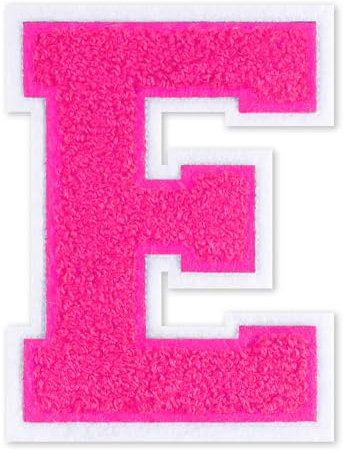 QianSiLi 4.5 Inch Chenille Iron On Letters for Clothes Varsity Letter Patches Embroidered Patch Iron On Patches for Clothing Varsity Jacket Hoodie (Pink,E)