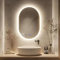 Kasloglow Badspiegel mit Beleuchtung Oval 60x90 cm – LED Spiegel Bad mit Bluetooth, Dimmbar, Warmweiß & Kaltweiß, Beschlagfrei, Badezimmer Wandspiegel