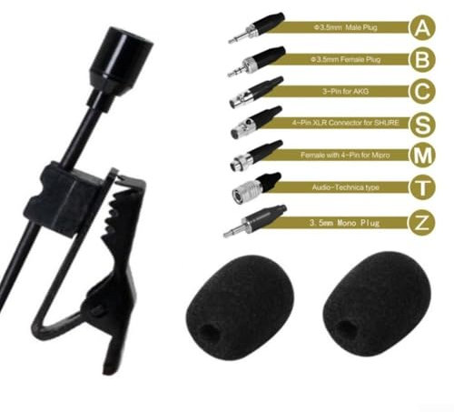 Microfono Lavalier professionale con parabrezza staccabile e clip in metallo per un fissaggio sicuro (M (per Mipro))